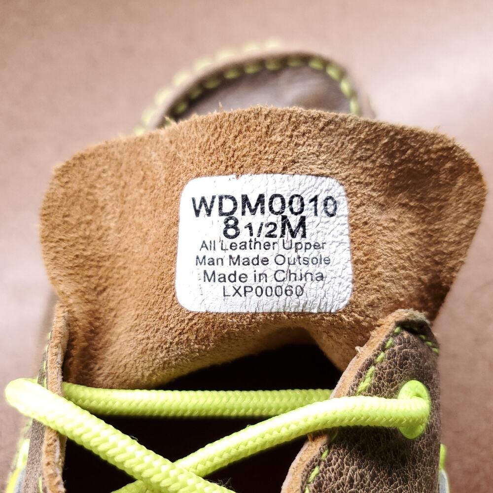 Twisted X Driving Mocs Women 8.5M Brown Leather Neon Yellow WDM0010 Boat Shoe - Picture 8 of 8